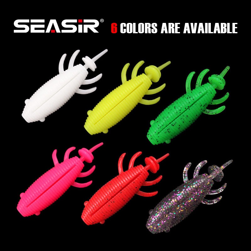 Seasir เหยื่อตกปลาซิลิโคน รูปหนอน 8 ซม. 13 กรัม 6 ชิ้น 6 ชิ้น