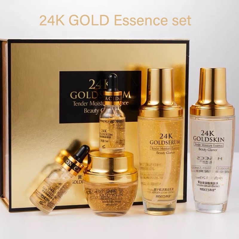 พร้อมส่ง💦ชุดดูแลผิวหน้า 24K Gold Essence Skin Care Moisturizing Shrink Pore Snail Skin Care Set Box ครีมบำรุงหน้า