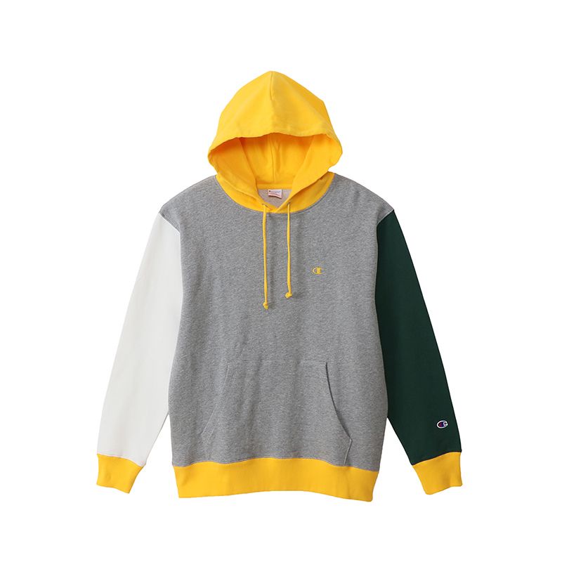 CHAMPION MEN - JP เสื้อฮู้ดผู้ชาย-ไซส์เอเชีย COLOR BLOCK P/O SWEATSHIRT  C3-T114-070