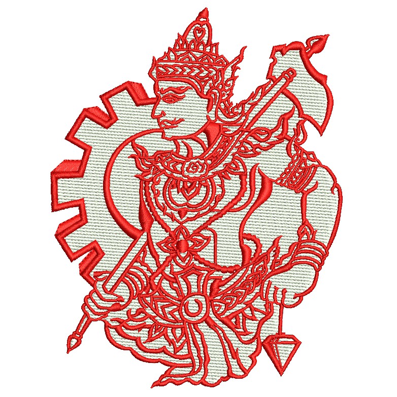 อาร์มปักลาย ตัวรีด องค์พ่อ (พระวิษณุ) ถือจอบ ใช้เย็บหรือรีดติดลงบนเสื้อผ้า กระเป๋า หมวก เสื้อแจ็กเก็ต ขนาด 9 x 12 cm.
