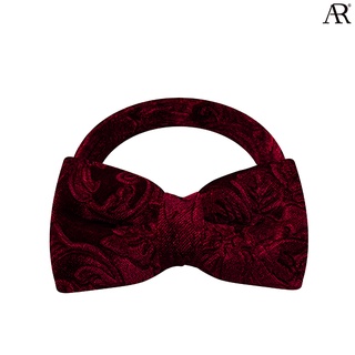 ANGELINO RUFOLO Bow Tie(โบว์หูกระต่าย) กำมะหยี่คุณภาพเยี่ยม ดีไซน์ Flora Velvet สีเลือดหมู/สีดำ