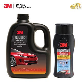 3M แชมพูล้างรถ ผสมแว็กซ์ PN39000W + 3M ผลิตภัณฑ์เคลือบกระจก ขนาด 200มล. PN08889LT