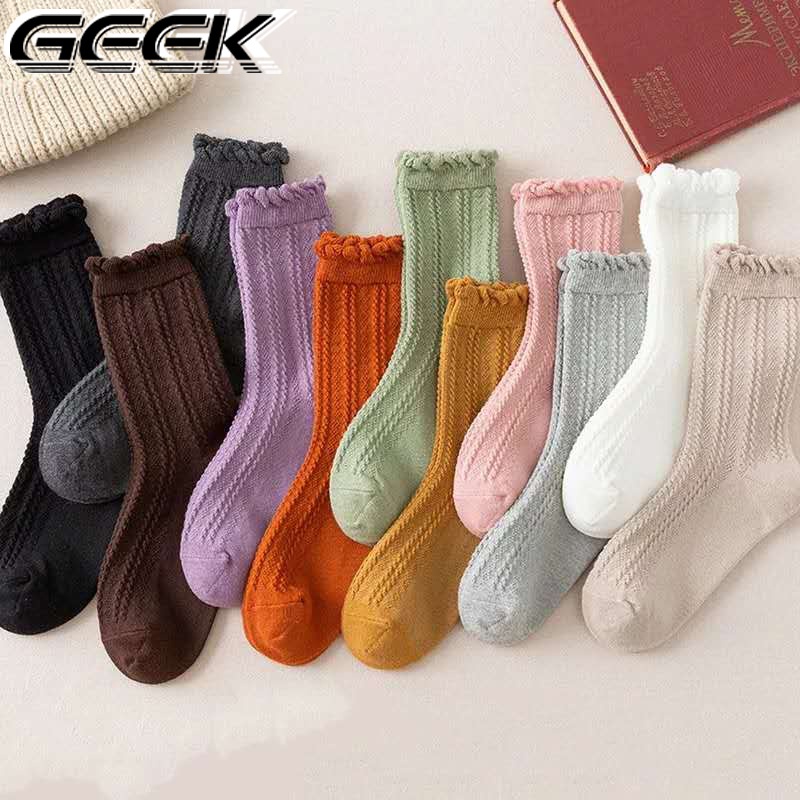 Women's Socks Autumn New Cute Ruffled Socks Fashion Pure Cotton Lace ...