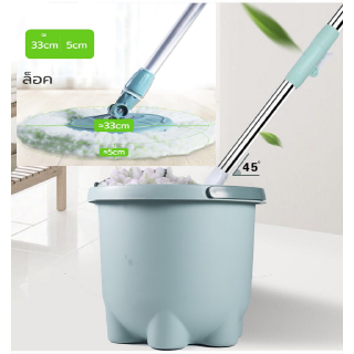 ไม้ถูพื้น Spin Mop ถังปั่นม๊อบ สแตนเลส 2 ผืน พร้อมไม้ถูพื้นและผ้าม๊อบ เหล็กสแตนเลส