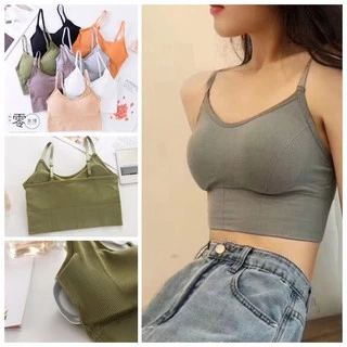 บรา สายเดี่ยว หลังเต็ม ครึ่งตัว สปอร์ตบรา เสริมฟองน้ำ ปรับสายได้ ผ้านุ่ม ระบายอากาศ เกรดพรีเมี่ยม