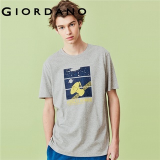Giordano Men Graphic T-shirt Short Sleeve Printed Pattern Tee Shirt For Men Crewneck 100% Cotton Casual Mens Clothing