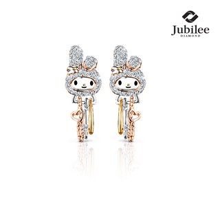 Jubilee Diamond - TWO-WAY TRIPLETS SPARKS MULTIHOOPS STUD EARRINGS: MY MELODY [Sanrio ลิขสิทธิ์แท้]