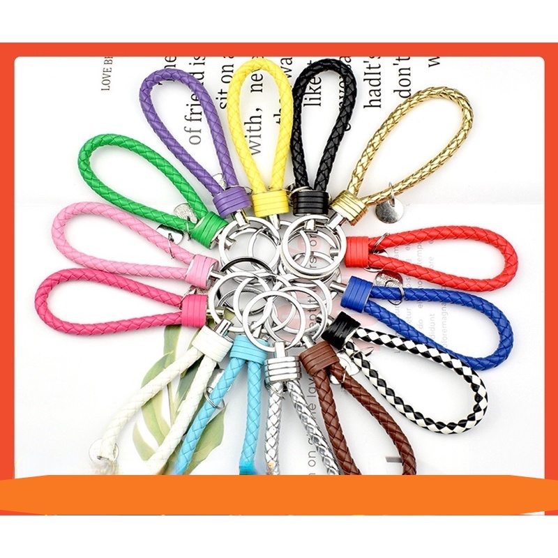 Fashion keychain, handmade PU leather, braided rope, can be used as a car keyring, home key ring, or to hang on a cool bag. Keychain, good carry strap, beautiful color, many colors, cheap price