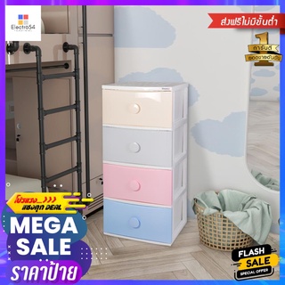 ตู้ลิ้นชัก 4 ชั้น มีล้อ STACKO C15 56x45x125 ซม. สีพาสเทล4-TIER DRAWER UNIT WITH WHEELS STACKO C15 56X45X125CM PASTEL