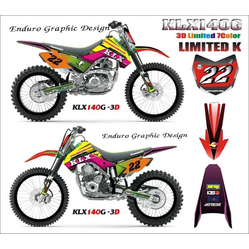 สติ๊กเกอร์ KLX140G 7สี 3มิติ สีรถประจำวันเกิด เสริมดวง