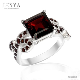 Lenya Jewelry แหวนเงินแท้ ประดับพลอยโกเมน (Garnet) เสริมบุคลิกความมั่นใจ เสริมให้ร่ำรวย อัญมณีประจำเดือนมกราคม