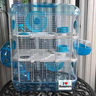 Blue Crystal Castle Hamster Cage 3 Levels กรงหนูแฮมสเตอร์ 3 ชั้น (สีฟ้าใส)