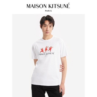 เสื้อยืดแขนสั้นลําลอง พิมพ์ลาย Maison Kitsune Fuhu Fox สไตล์คลาสสิก แฟชั่นสําหรับผู้ชาย และผู้หญิงS-5XL