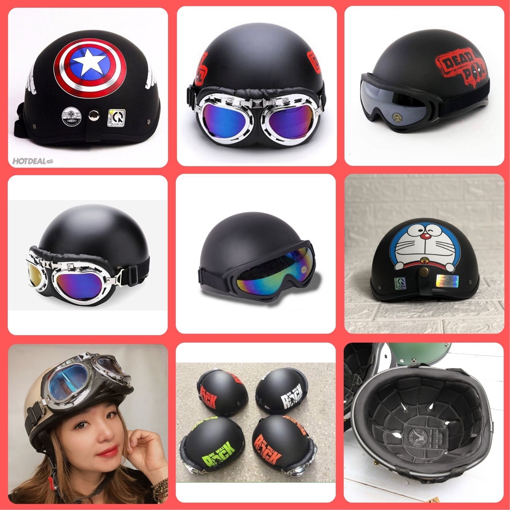 หมวกกันน ็ อคครึ ่ งแรก 1 / 2 Rock / Captain / Plain Black, Iron Man _ Fashion Half Helmet