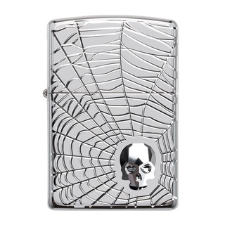 Zippo ไฟแช็กรุ่น 29931 Spider Web Skull Design  ของแท้ รับประกันตลอดชีวิต นำเข้าและจำหน่ายโดยตัวแทนจำหน่าย