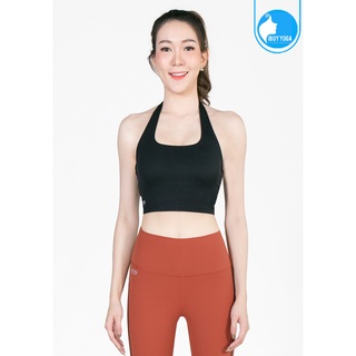 สปอร์ตบราแบบคล้องคอ IBY - Yoga Sport Halterneck cropped With Bra On-trend - Black ดำ