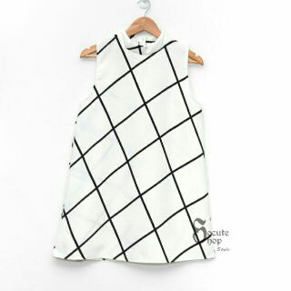 White Grid Dress (TurtleNeck)