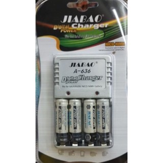 ชุดชาร์จ Jiabao636 สามารถชาร์จ 2a 3a 9v พร้อมถ่าน AA 2700mah 4ก้อน