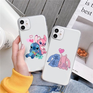 เคสโทรศัพท์มือถือ แบบใส ลาย Stitch และ Angel สําหรับ iphone 6 6s 7 X XS XR XSMax 11pro 12 pro 13 promax