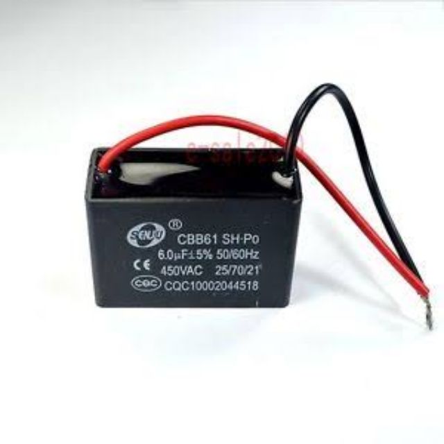 แค๊ปมอเตอร์พัดลม 6.0UF. 450V. CAPACITOR มีสาย