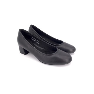 Saramanda รุ่น 192015 A รองเท้าผู้หญิงส้นสูง 2 นิ้ว หัวมน สำหรับรับปริญญา หนังแท้ สีดำ