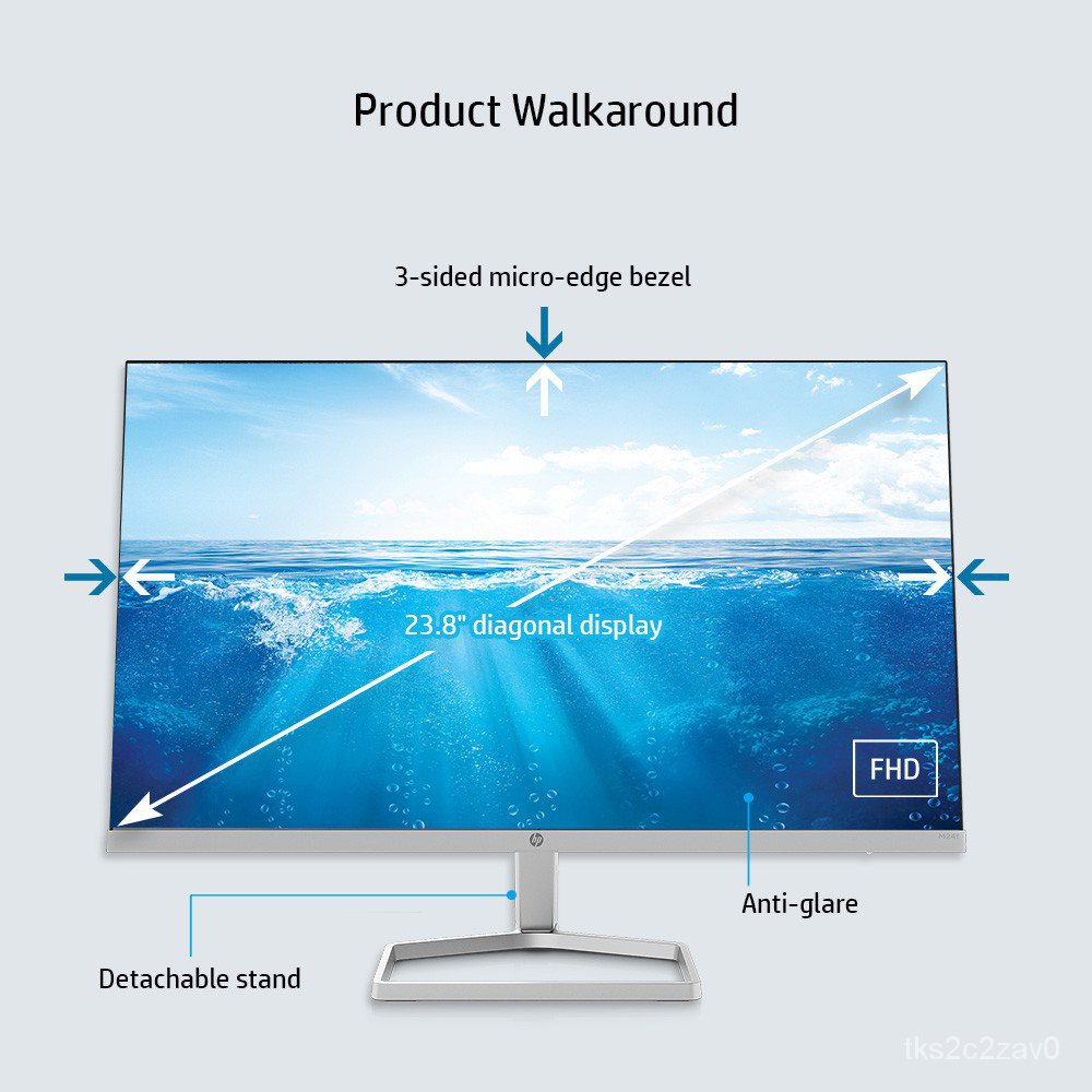 HP M24F Display Monitor / 23.8 FHD / IPS Display / 3 Sided MicroEdge Bezel / 5ms GtG / 75 Hz
