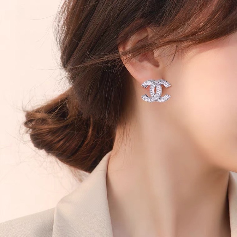 เครื่องประดับพร้อมส่ง แบบติดหู ต่างหูงานเพชรcz ก้างต่างหูงานเงินแท้