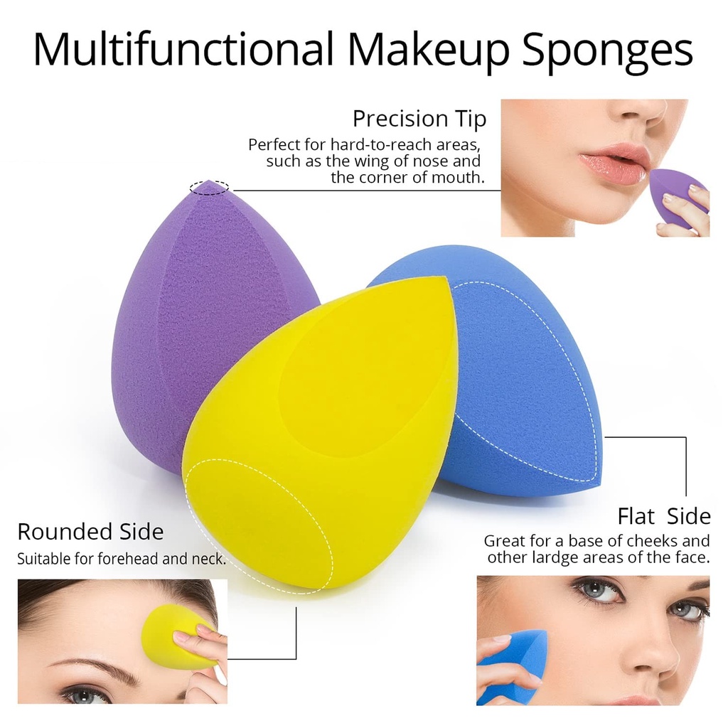 [ราคาขายส่ง] พัฟฟองน้ําแต่งหน้า 4 ชิ้น / พัฟฟองน้ําแต่งหน้า แบบแห้งและเปียก / พัฟฟองน้ําแต่งหน้า แบบเอียง เครื่องมือฟองน้ําแต่งหน้า ราคา ถูกที่สุด ดีลบีเคเค แกลเลอรีภาพที่ 7