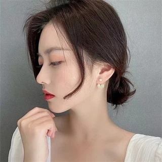 ต่างหูเข็มเงิน ประดับโบว์ มุก พลอยเทียม สไตล์เกาหลี พร้อมส่ง