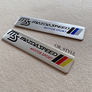 โลโก้ MS MAZDASPEED เพลทอลูมิเนียมบาง ขนาด 12x2.6cm