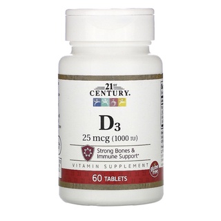 21st Century D3, 25 mcg (1,000 IU), 60 Tablets