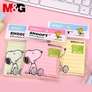 กระดาษโน๊ตกาวในตัว 3x3 นิ้ว (คละสีอ่อน 80 แผ่น ) ลาย Snoopy ตรา M&G รุ่น YS-482 สติ๊กกี้โน๊ต แปะโน๊ต