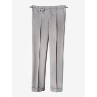 [JBB*] FRENCH GREY DOUBLE WEAVE COTTON STRETCH PLEATED CHINO เจบีบี กางเกงขายาว กางเกงจีบขายาว ผ้าคอตตอนผสมโพลี สีเทา