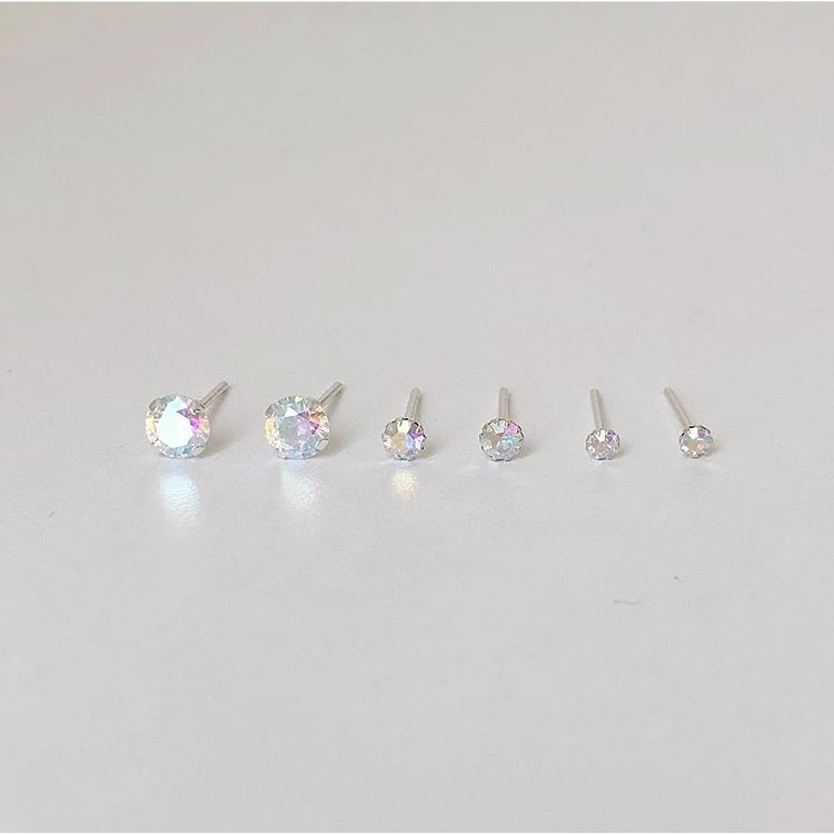 Winterwinter Jewelry Silver925 : เครื่องประดับเงินแท้ เงินแท้925 ต่างหู cz สีรุ้ง เรนโบว์ สไตล์เกาหลี