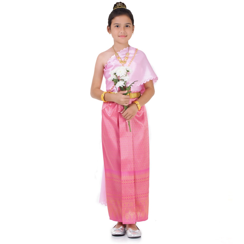 ชุดไทยเด็กหญิงผ้านุ่งห่มสไบ ชุดผ้านุ่งหน้านางเด็ก ชุดสไบเด็กหญิง ชุดไทยประยุกต์เด็กหญิง