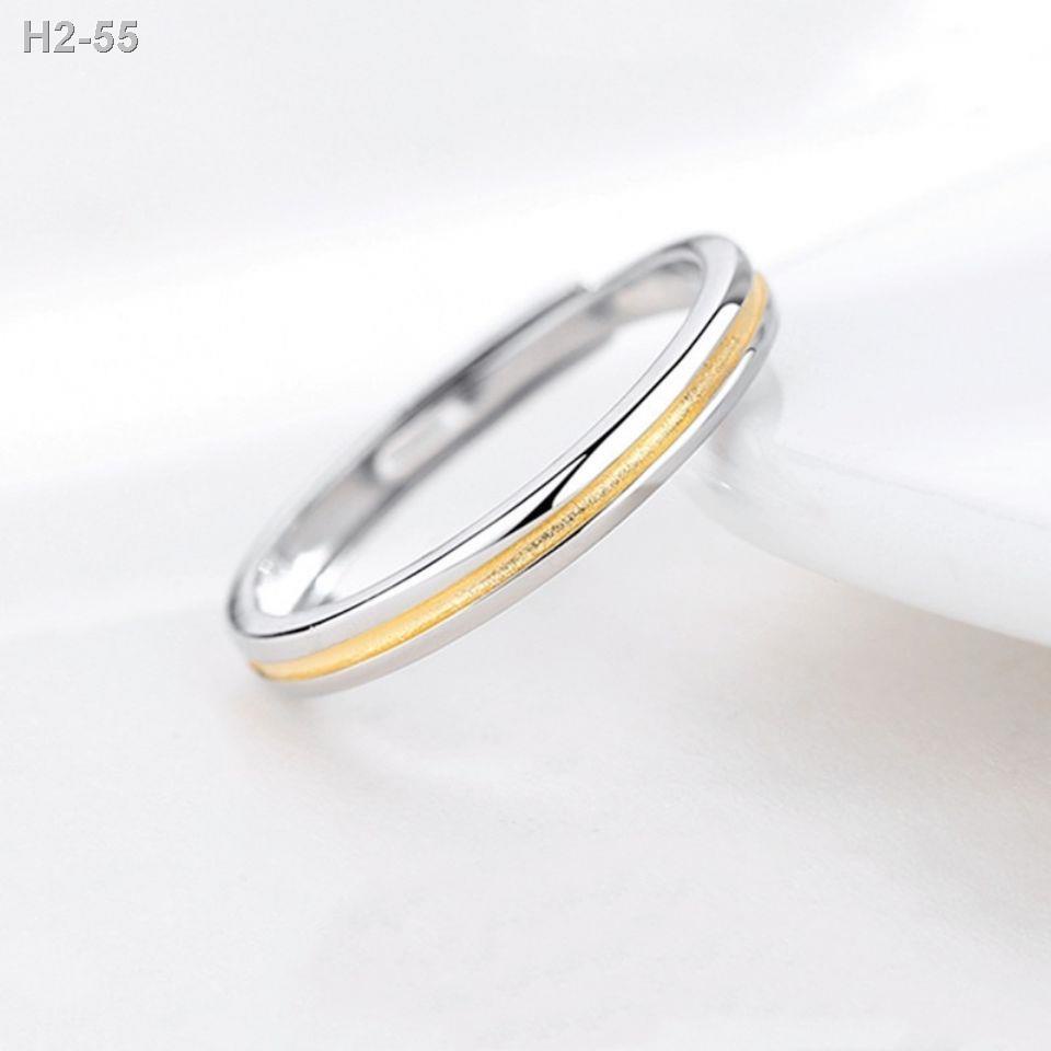 ✢♚999 เงินสเตอร์ลิงที่เรียบง่ายหนึ่งเมตรแหวนคู่แสงแดดบุคลิกภาพเกาหลีสร้างสรรค์แหวนทองแหวนเปิด
