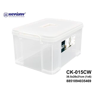 กล่องพลาสติกเหลี่ยมฝาหูหิ้ว (ซ้อนกันได้) รุ่น CK-015CW (✨สีพาสเทล✨)☑️ ใส่A4ได้🔴