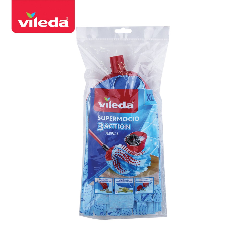 Vileda SuperMocio 3Action XL Refill วิเลดา ผ้าม็อบถูพื้นซุปเปอร์โมชิโอ ทริปเปิลแอคชั่น เอ็กซ์แอล รีฟิล ผ้าม๊อบ ผ้าม็อบ