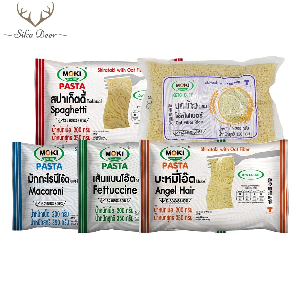 MOKI บุกเส้น ขนาด 200g บุกเพื่อสุขภาพ บะหมี่โอ๊ต สปาเก็ตตี้ เส้นคีโต คลีน Shirataki with Oat Fiber Keto friendly clean