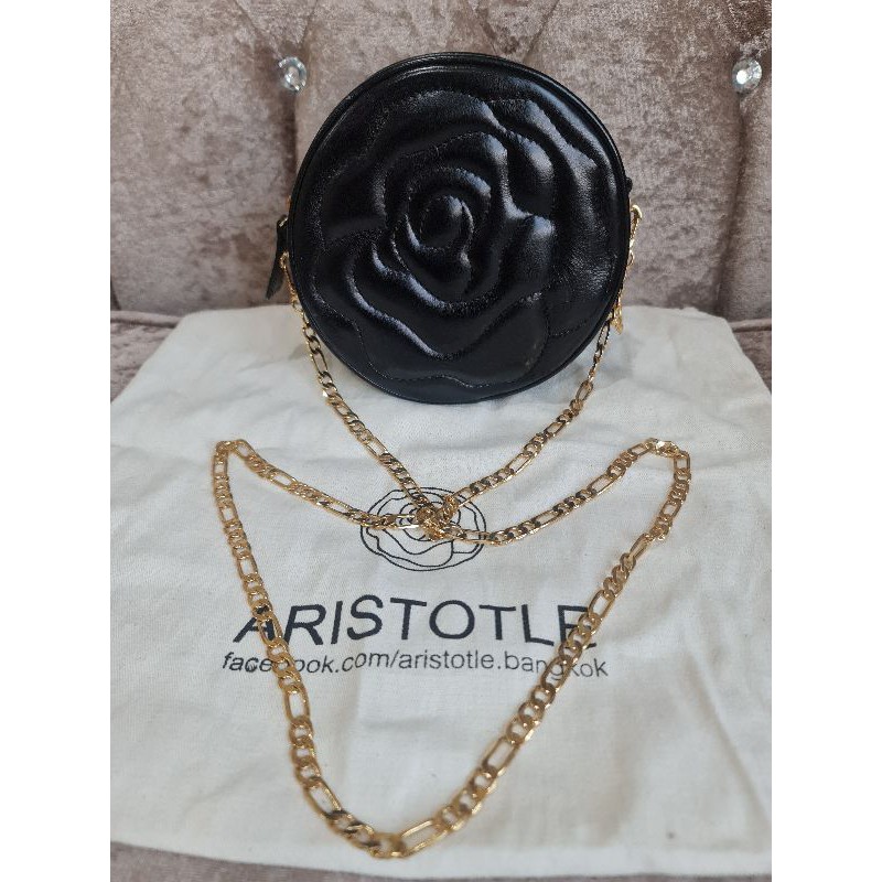 กระเป๋า Aristotle Rose Bag หนังแท้ สีดำ มือสอง