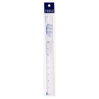 ✨นาทีทอง✨ เทสโก้ ไม้บรรทัด พลาสติกใส 12 นิ้ว 1 ชิ้น Tesco Size 12inch Bright Plastic Ruler 1pc