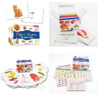 แฟลชการ์ดกล่อง มีให้เลือก 4 แบบ First Words FlashCards - แฟลชการ์ด บัตรคำศัพท์ 1กล่อง มี 5 หมวด 125ใบ