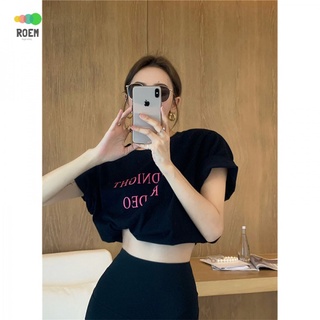 Pure desire black round neck summer temperament short sleeve top pullover new letter printing T-shirt design sense niche women