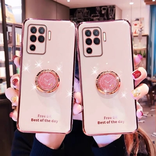Ready Stock  OPPO A94 A74 A54 4G 5G เคส Phone Case Plating Fashion Soft Case with Clock Decoration Finger Ring Stand Anti-fall Back Cover เคสโทรศัพท