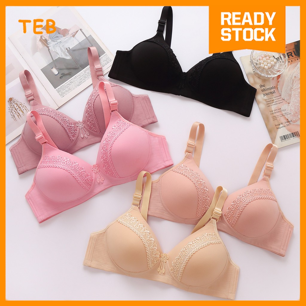 Alicia’s Secret Embroidery Lace Stripe Smooth Fabric Wireless Bra | Bra Tanpa Dawai & Renda Berjalur