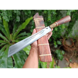 มีดแรมโบ้ แรมโบ้ (Rambo knife) มีดอีตัด มีดจีหนองสอ มีดเดินป่า มีดแคมป์ ใบ 11.1” เหล็ก ตลป. ตีร้อน ด้าม-ฝักไม้พะยูง