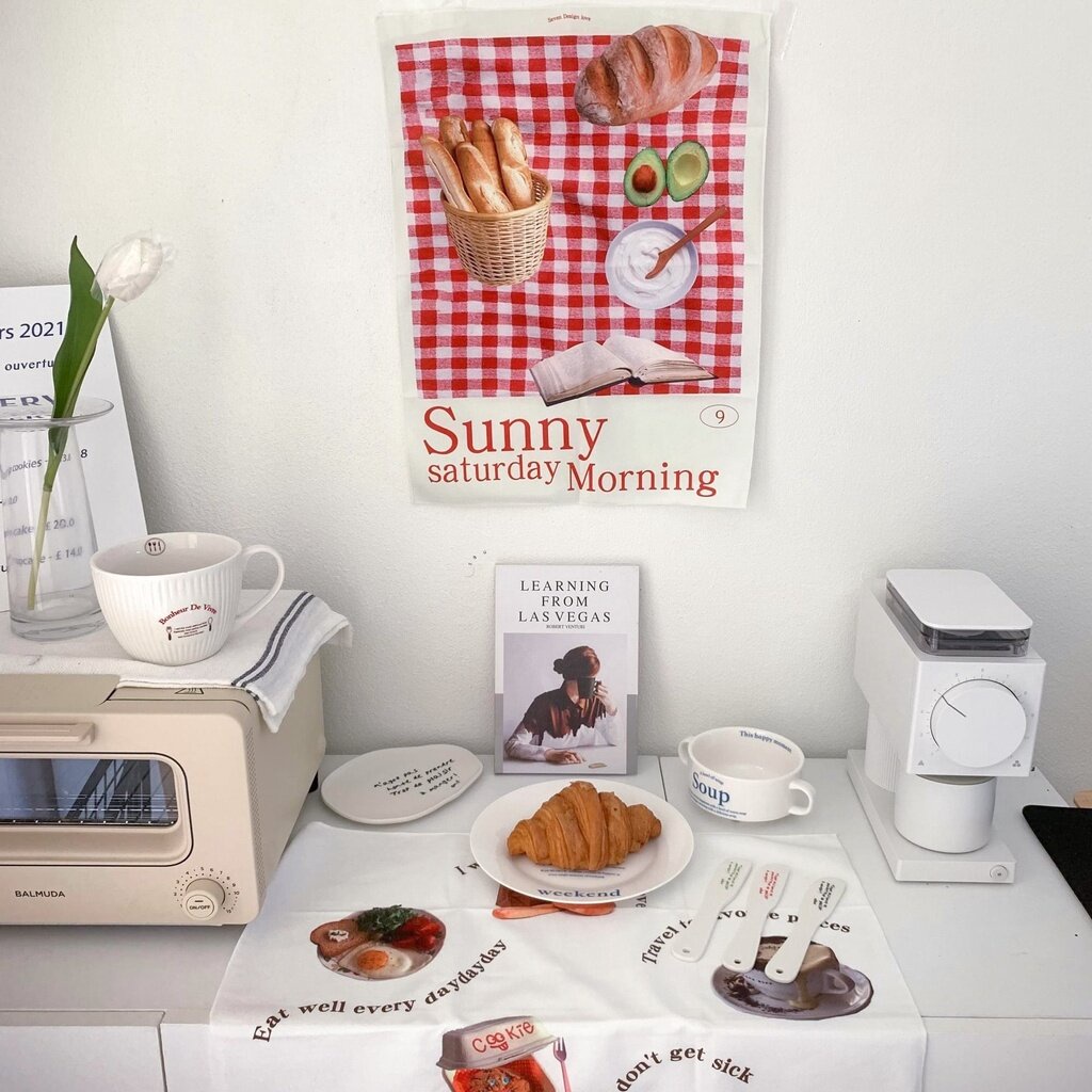 ผ้าตกแต่ง〃Morning Bake〃พร็อพถ่ายรูป ของแต่งบ้านเกาหลี