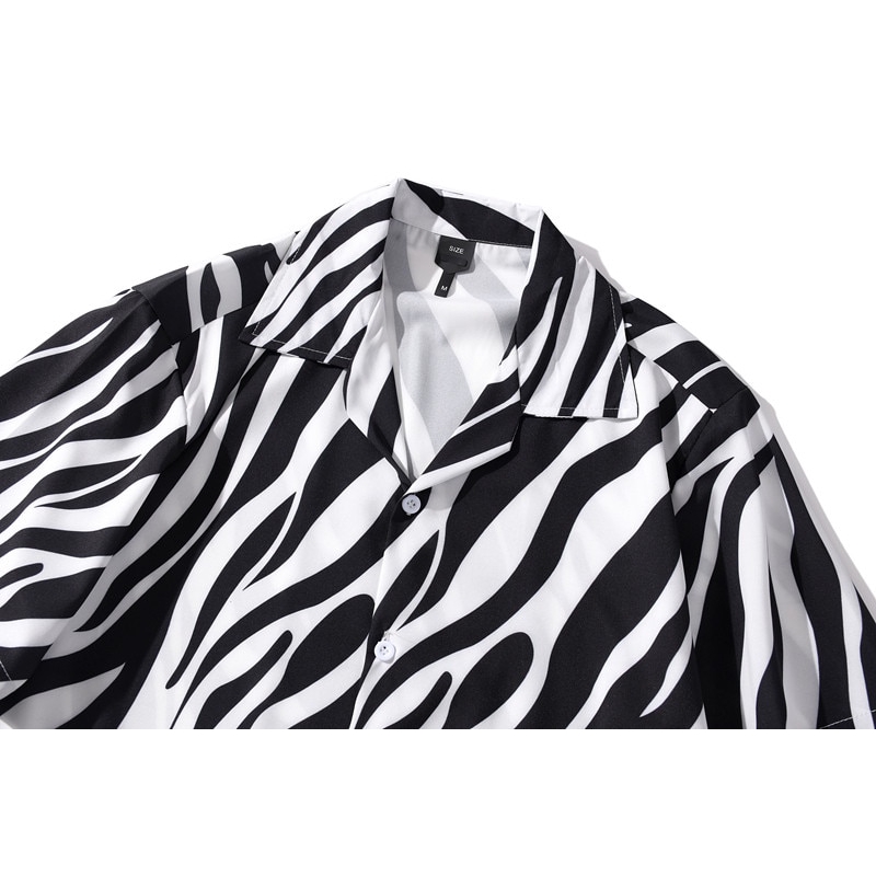 🔥11.11 Hot🔥เสื้อเชิ้ตแขนสั้น พิมพ์ลายม้าลาย สไตล์วินเทจ สําหรับผู้ชาย
