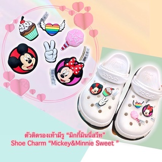 JBS 🌈👠ตัวติดรองเท้ามีรู ”มิกกี้ มินนี่ สวีท ”6ชิ้น🐹Shoe charm “Mickey &amp;Minnie Sweet”งานshop งานดี สวยคมชัด confirmed!!