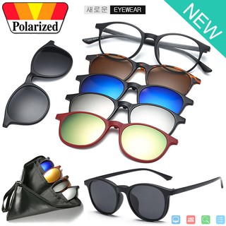 Polarized แว่นกันแดด คลิปออน แม่เหล็ก เปลี่ยนเลนส์ได้ 5 สี 5 แบบ รุ่น 2245 แว่นตา ทรงสปอร์ต วัสดุ PC ( เลนส์โพลาไรซ์ )